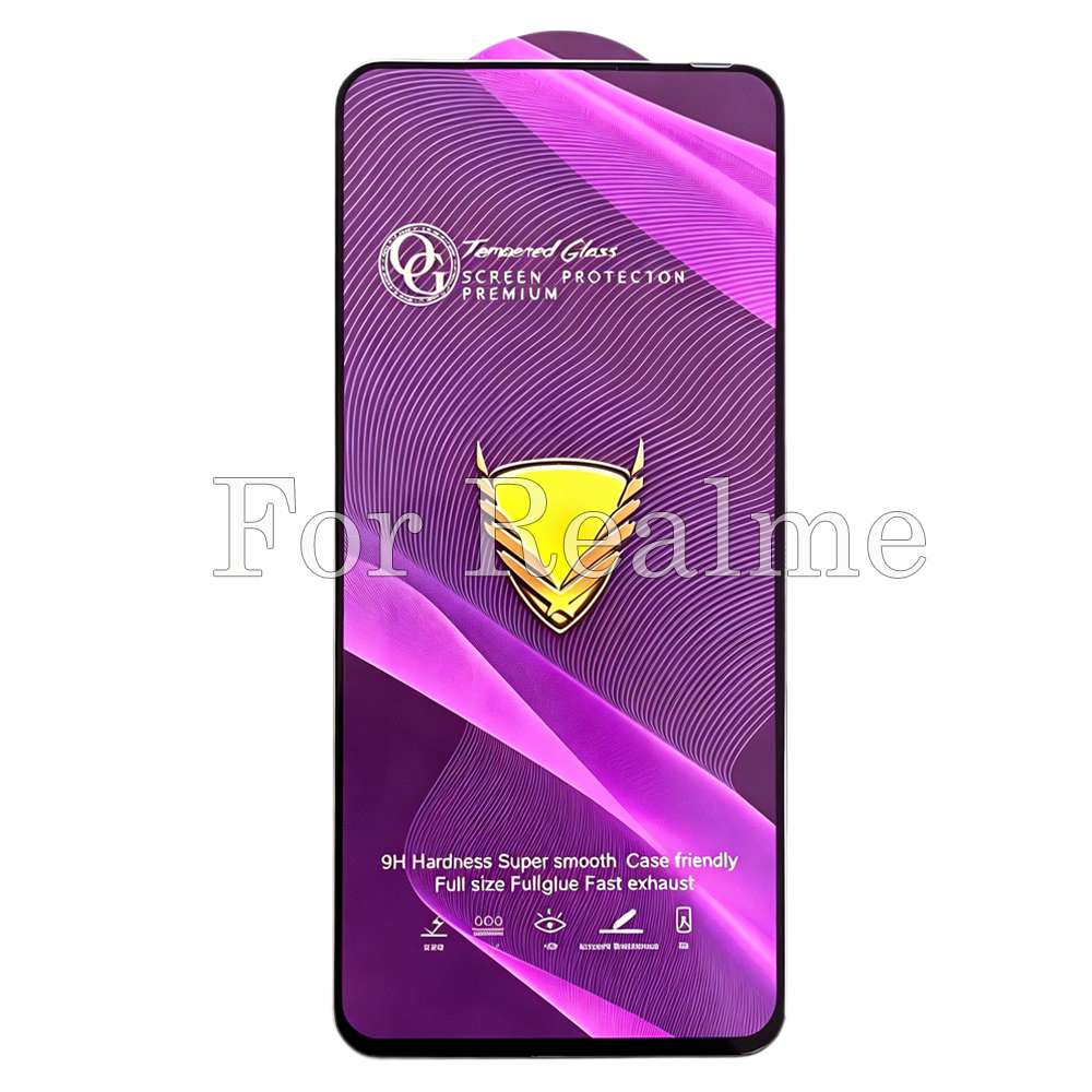 50pcs For Realme Golden Armor OG Clear Tempered Glass HJJ 1-2-5