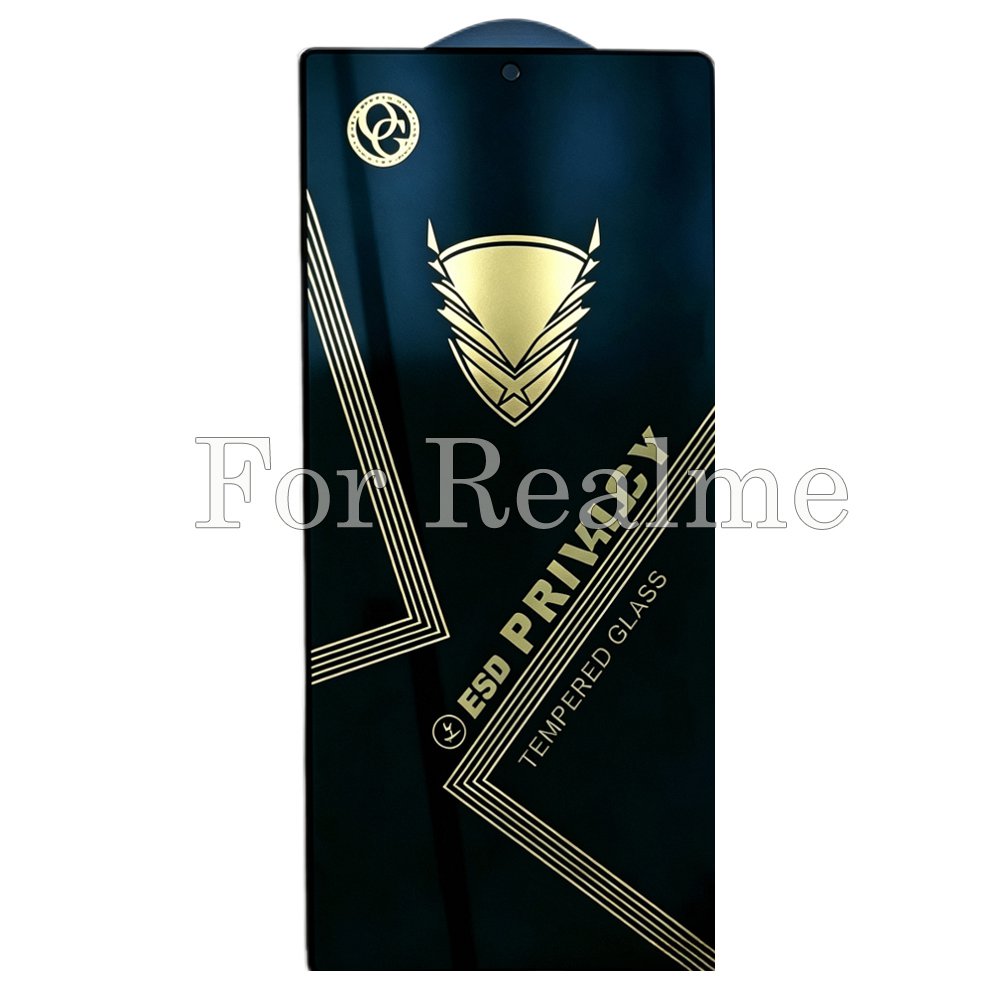 50pcs For Realme Golden Armor OG Privacy Tempered Glass HJJ 2-3-9