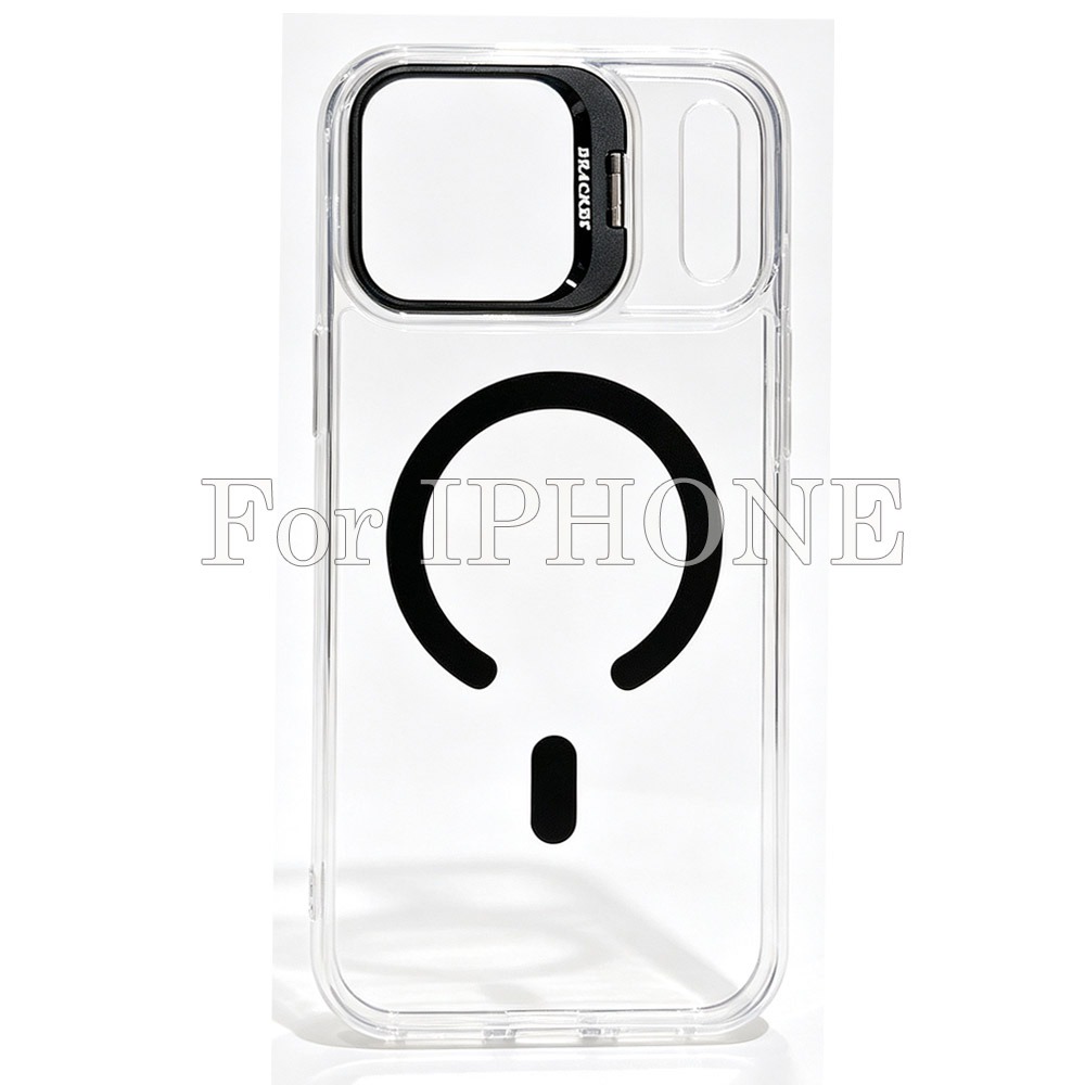 20pcs For IPHONE Ultra Clear Magsafe TPU + Acrylic Case With Camera Kickstand BC-E2 0-6-0