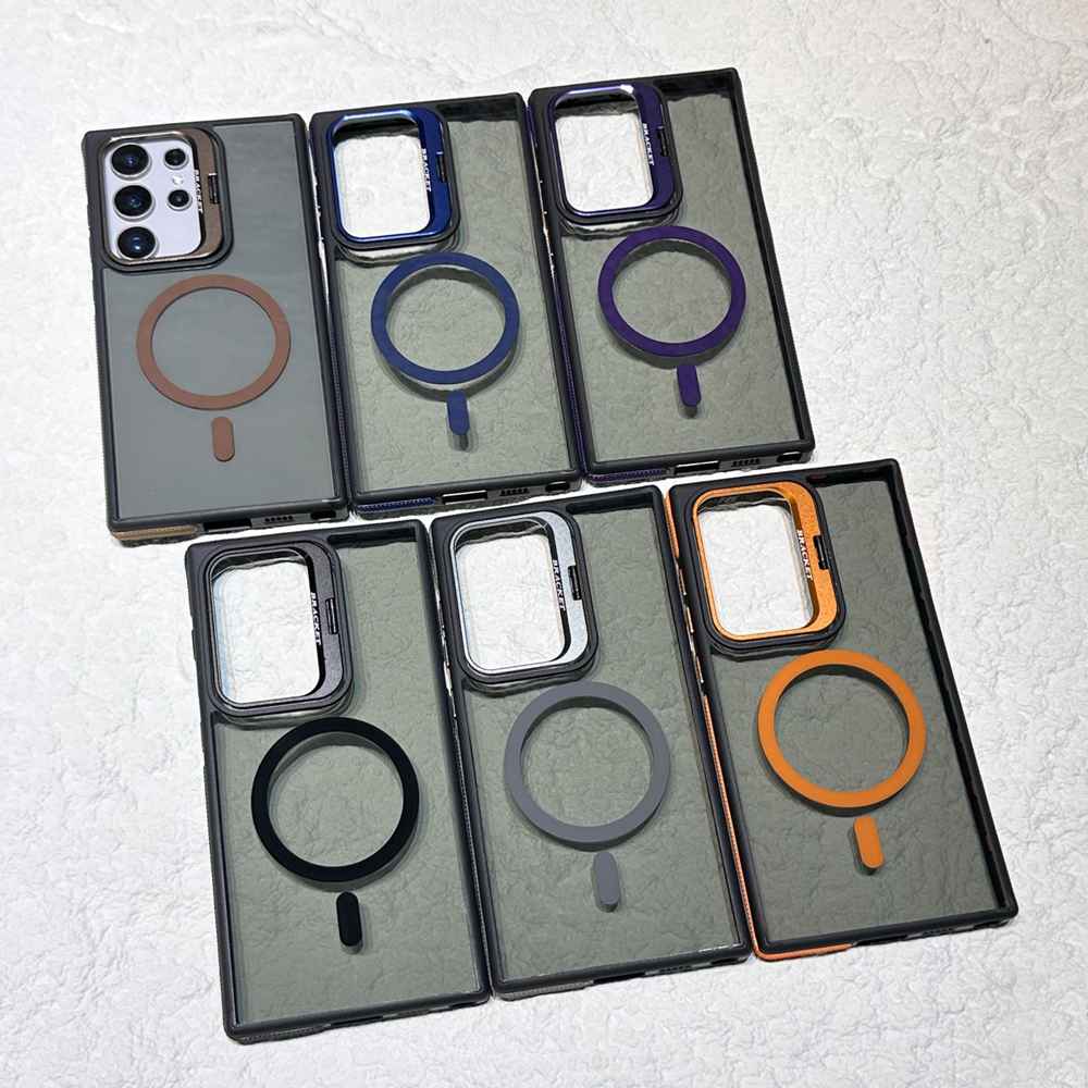 20pcs For Samsung Black Transparent Magsafe Acrylic Case With Camera Kickstand BC-C6 1-8-0 - Image 2