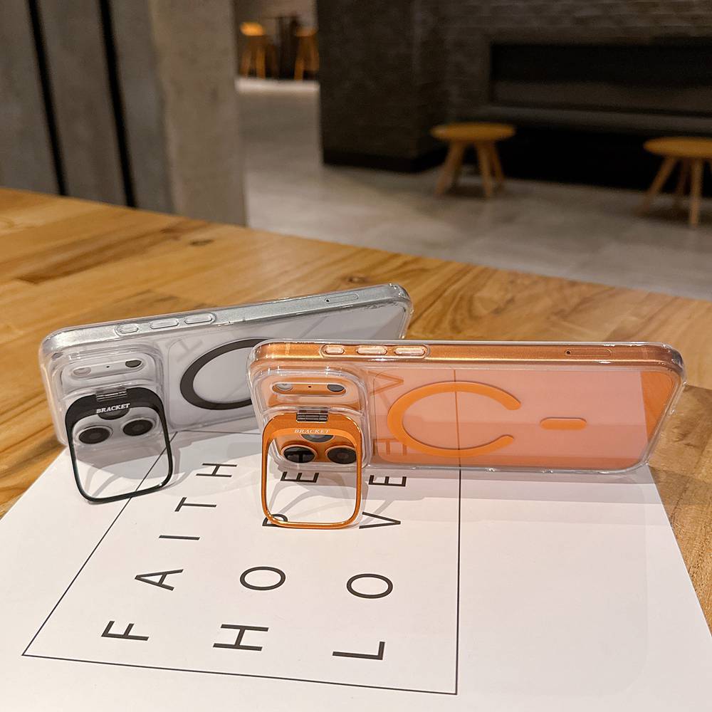 20pcs For IPHONE Ultra Clear Magsafe TPU + Acrylic Case With Camera Kickstand BC-E2 0-6-0 - Image 3